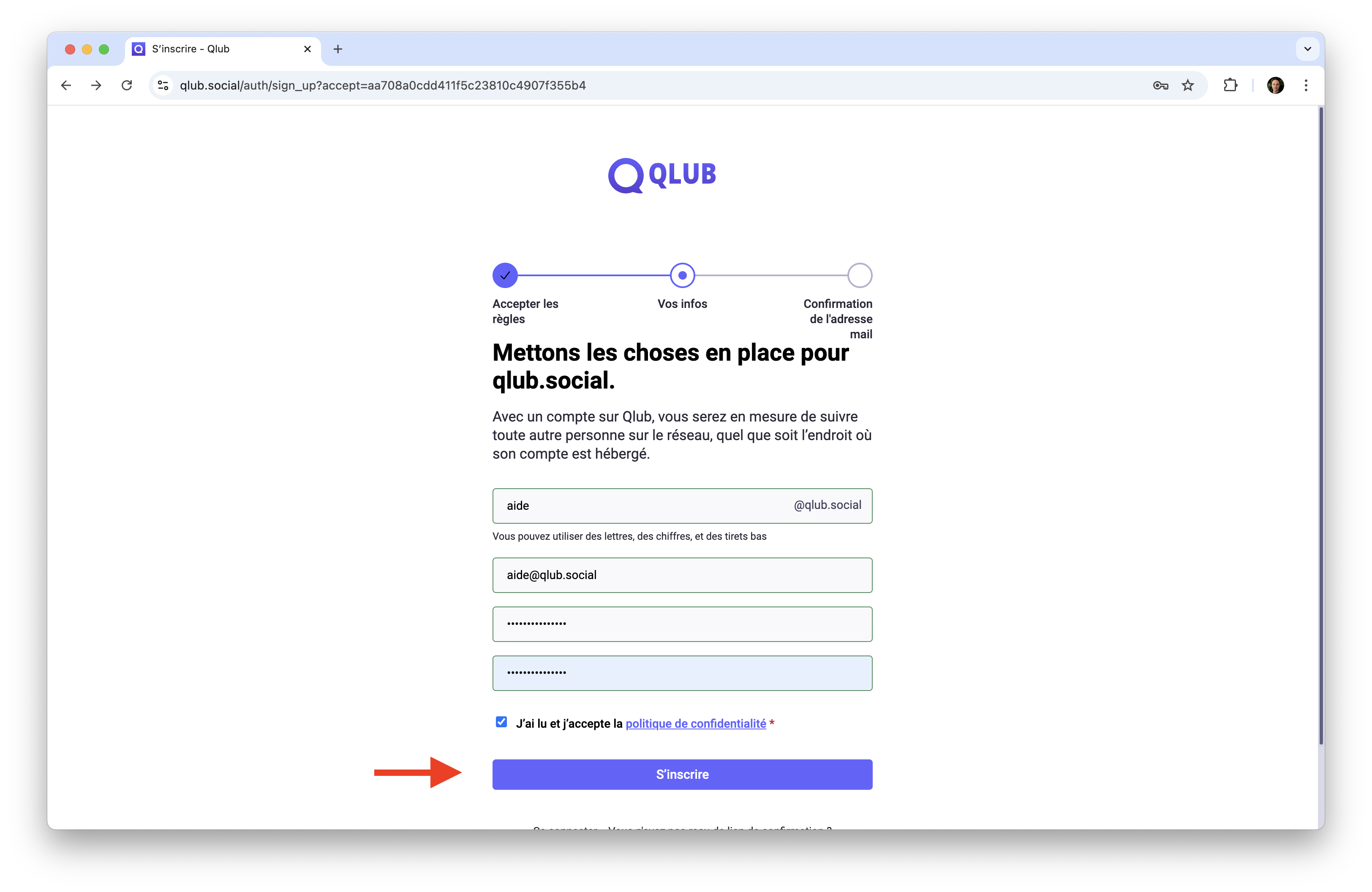 Formulaire d'inscription