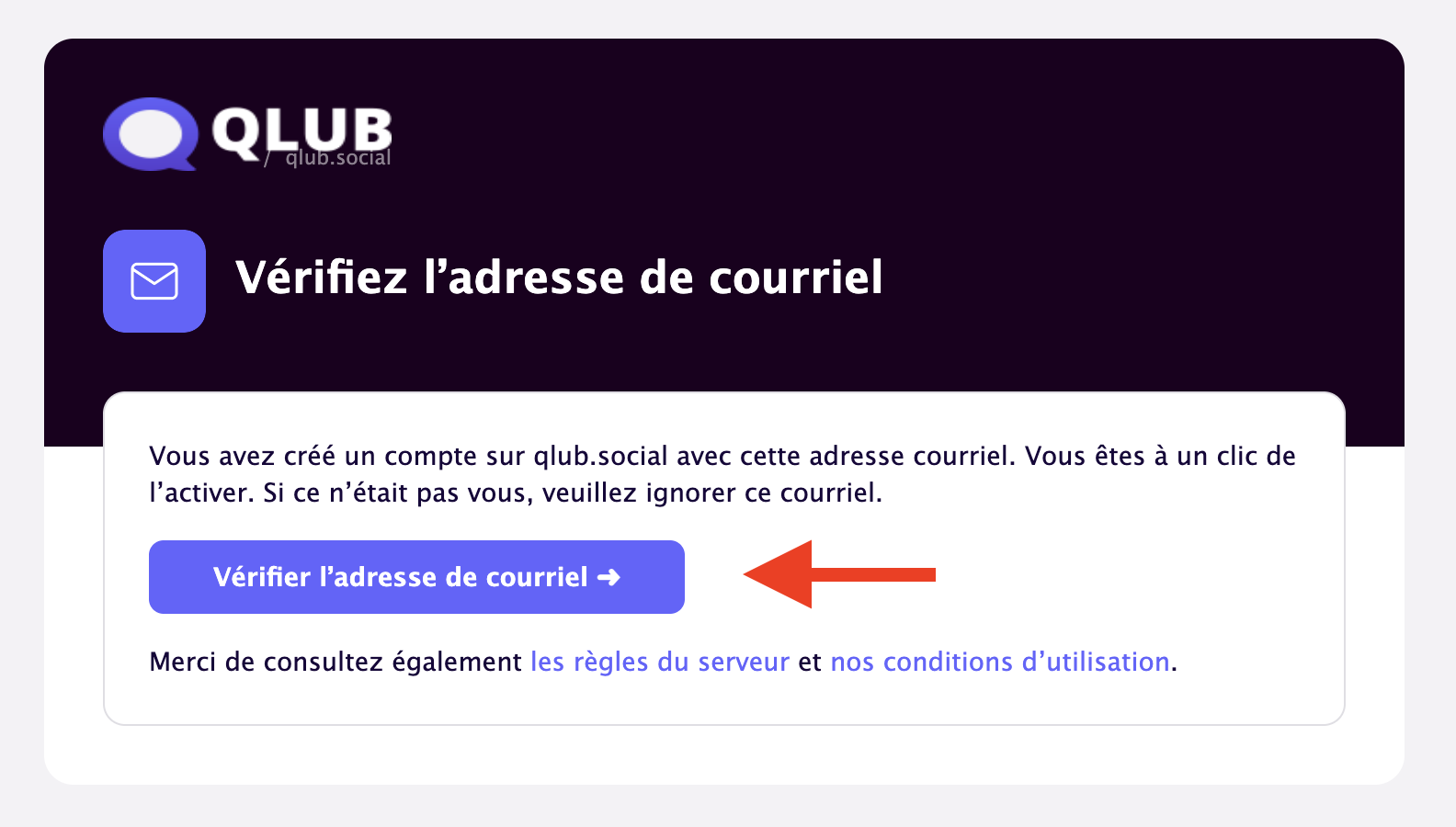 Email de vérification