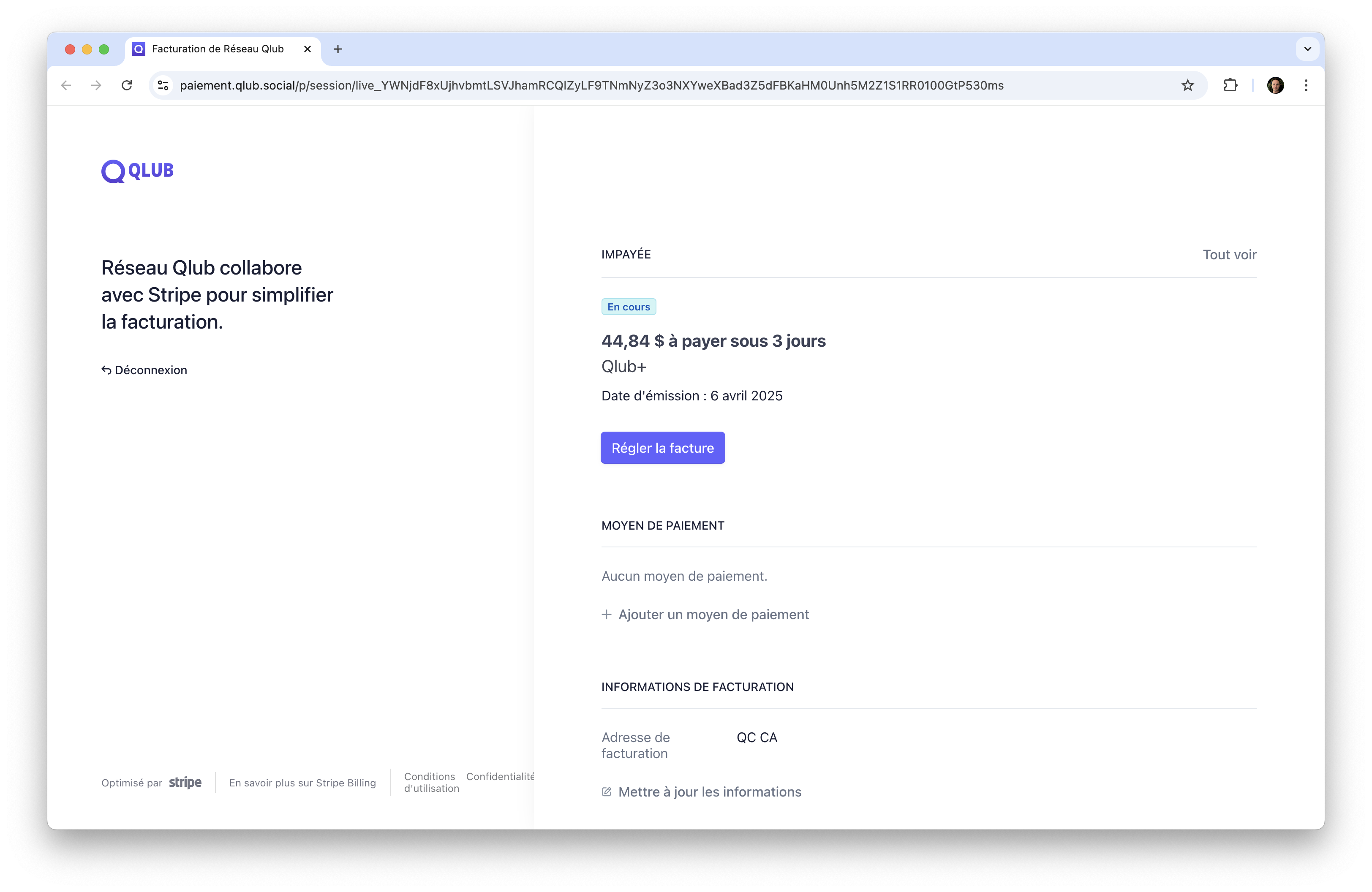 Gestion de l'abonnement Qlub+